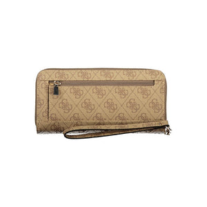 Guess Jeans Beige Polyurethane Women's Wallet with Functional Compartments
