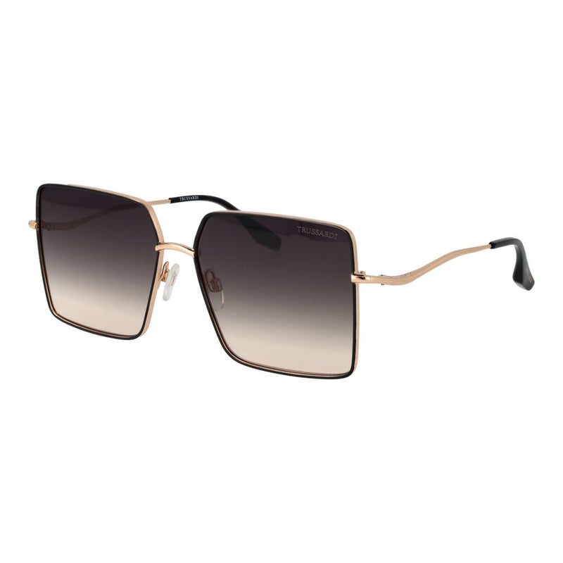 Trussardi square sunglasses with rose gold metal frames and black gradient lenses