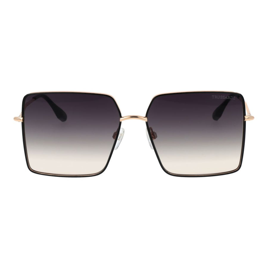 Trussardi square sunglasses with rose gold metal frames and black gradient lenses