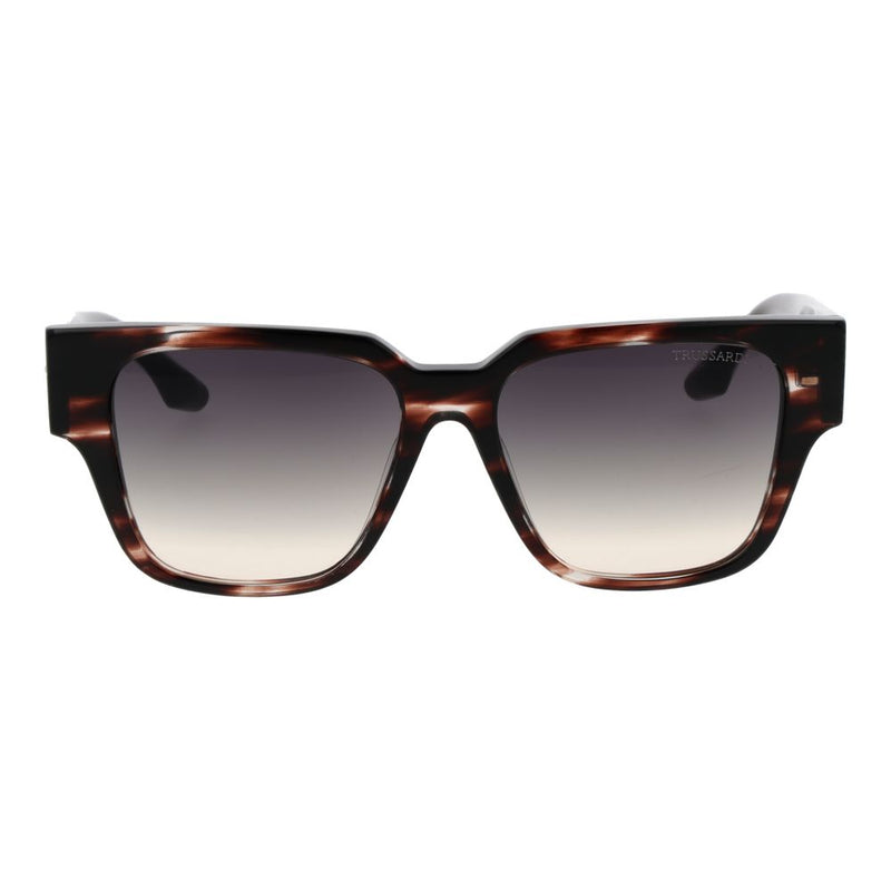 Trussardi brown tortoise-pattern acetate sunglasses with square frames and gradient lenses