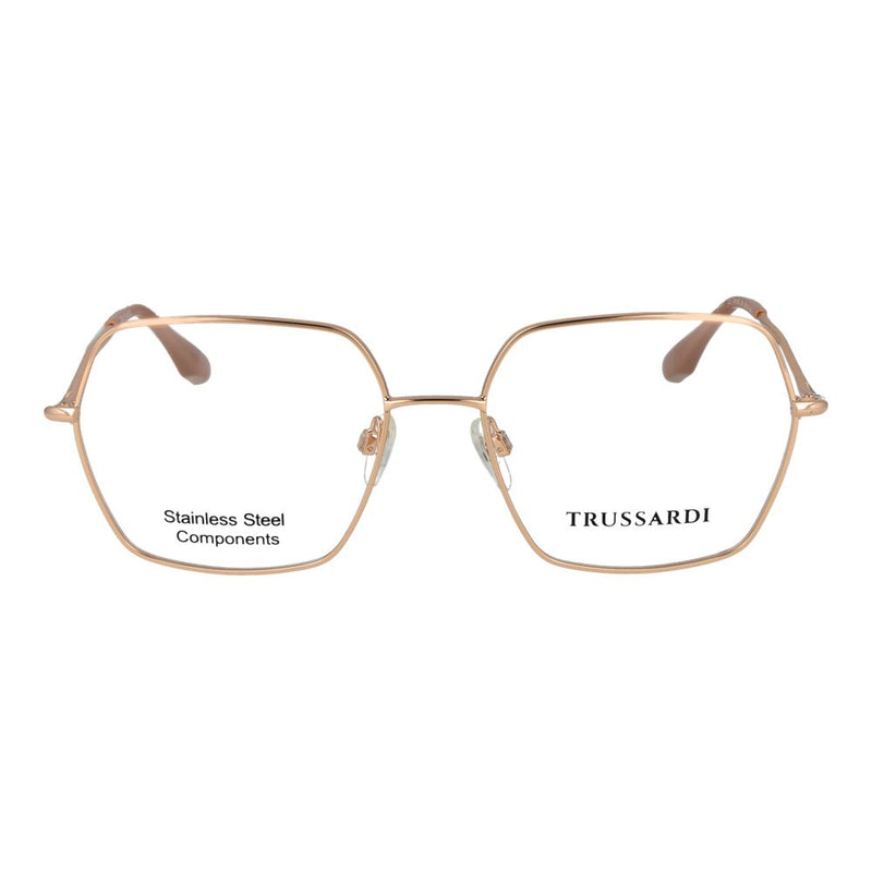Trussardi rose gold stainless steel geometric eyeglass frames