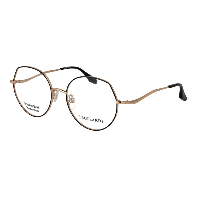 Trussardi black and gold stainless steel hexagonal eyeglass frames