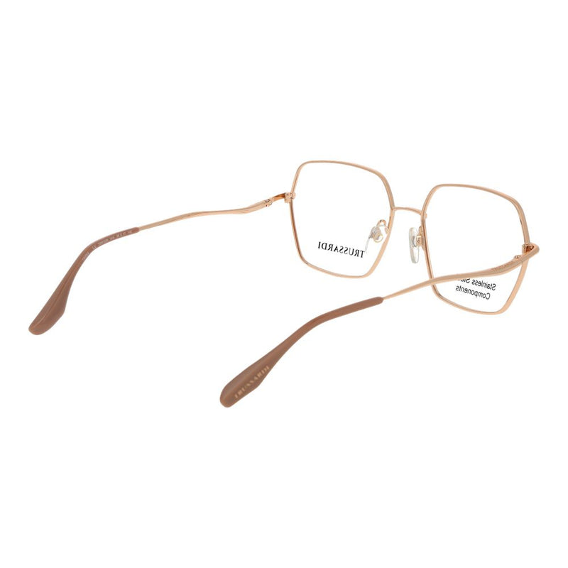 Rose gold stainless steel eyeglass frames with square lenses