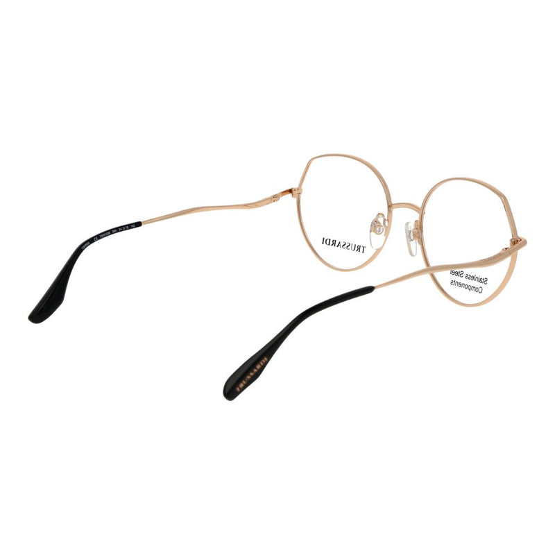 Gold-tone stainless steel glasses frames with rounded geometric rims and black temple tips