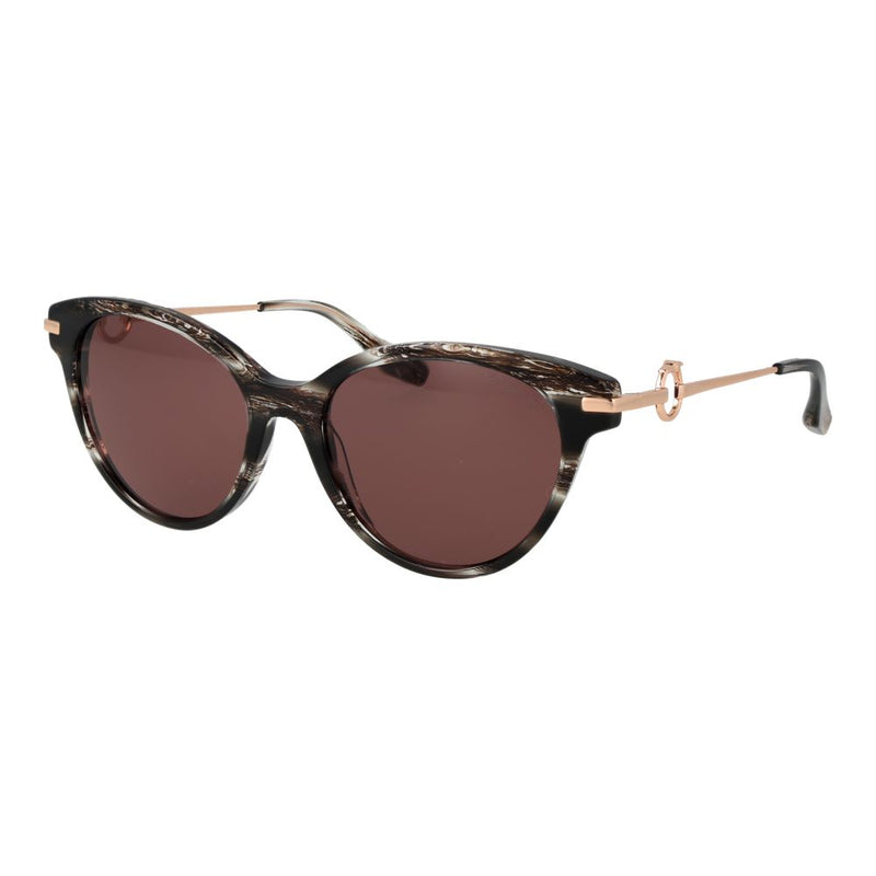 Trussardi brown tortoiseshell acetate cat-eye sunglasses with rose gold temples