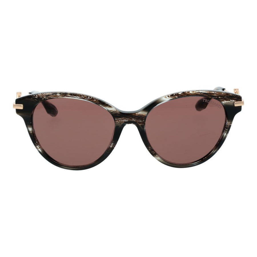 Trussardi brown tortoiseshell acetate cat-eye sunglasses with rose gold temples