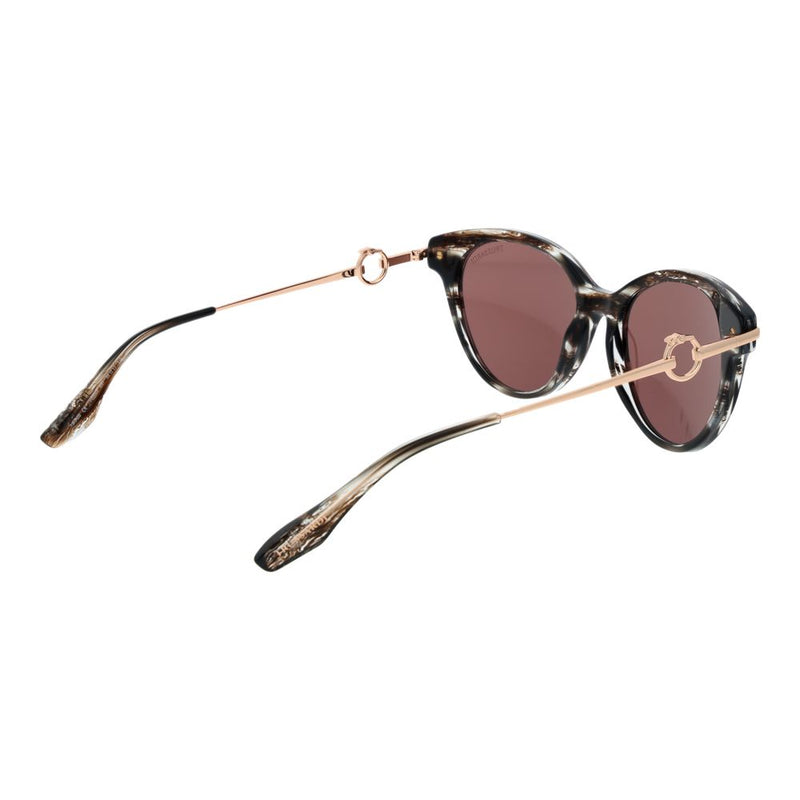 Trussardi brown tortoiseshell acetate sunglasses with tinted lenses and rose gold metal arms