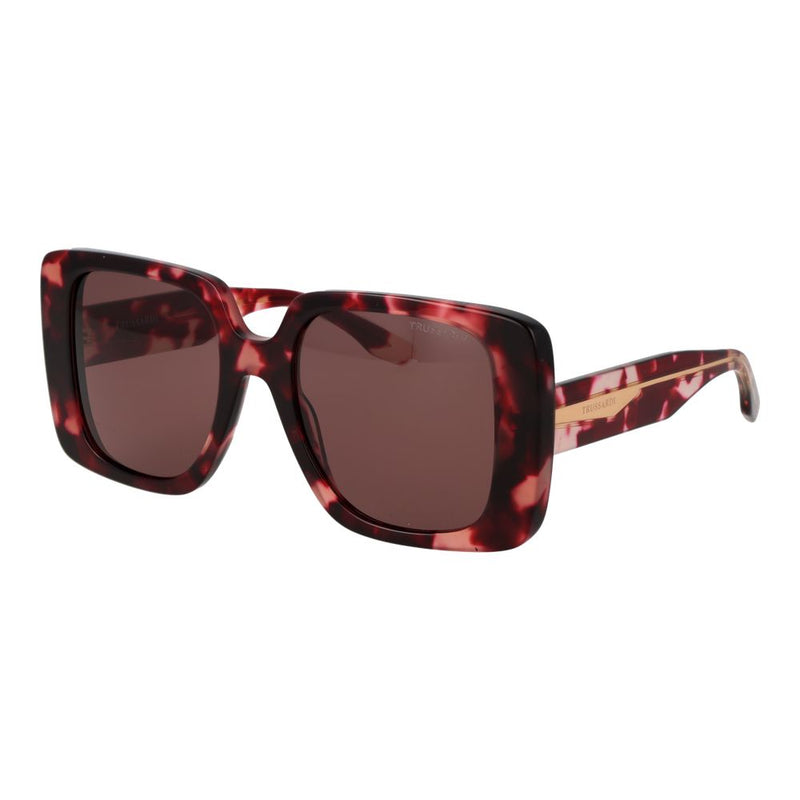 Trussardi oversized square burgundy acetate sunglasses with tortoise pattern and brown lenses