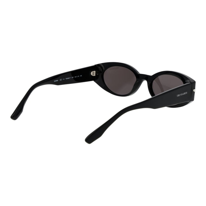 Black acetate oval sunglasses with tinted lenses and thick temples