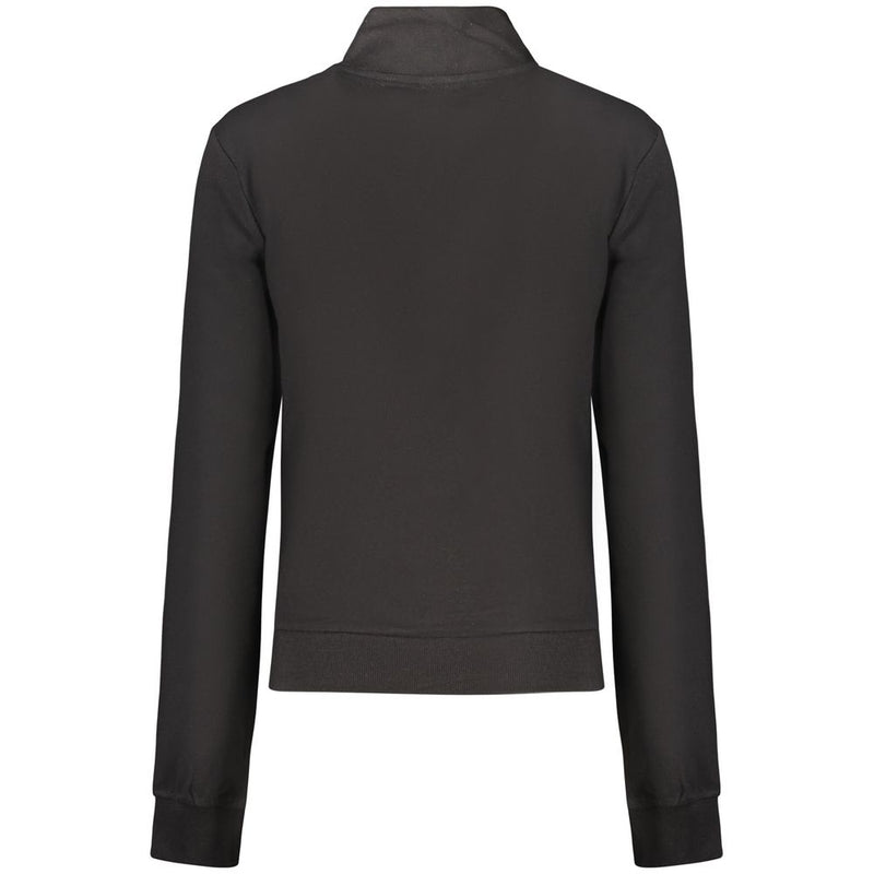 Black modal women's sweatshirt with a mock neck, shown from the back