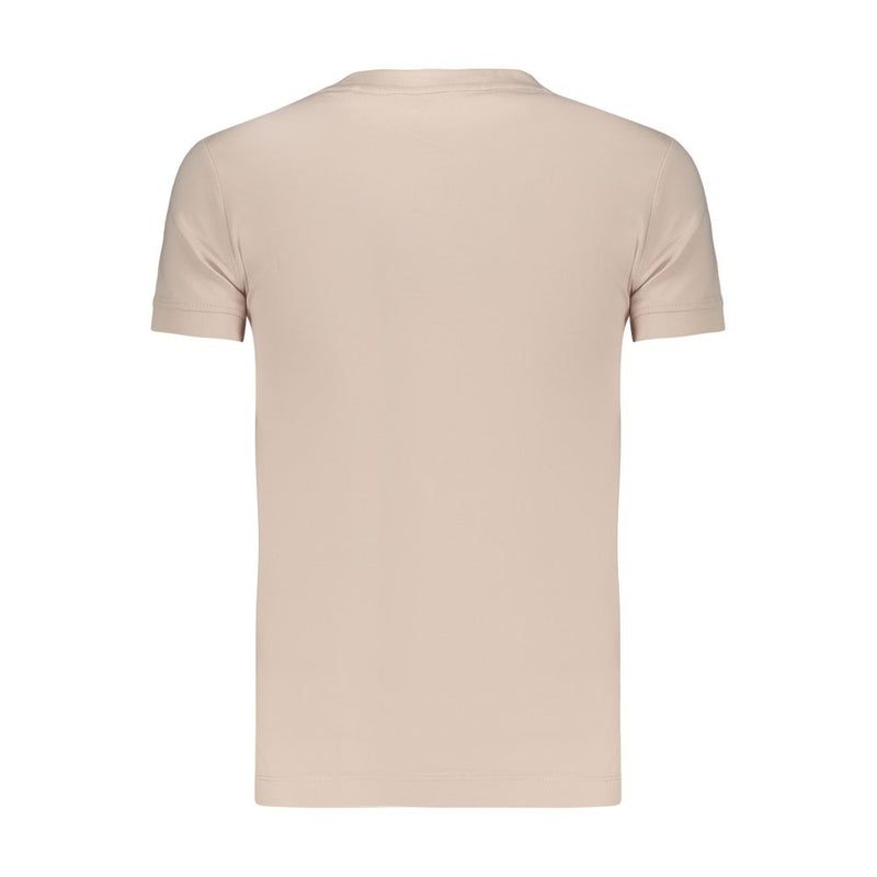 Plain pink cotton women's short-sleeve t-shirt seen from the back