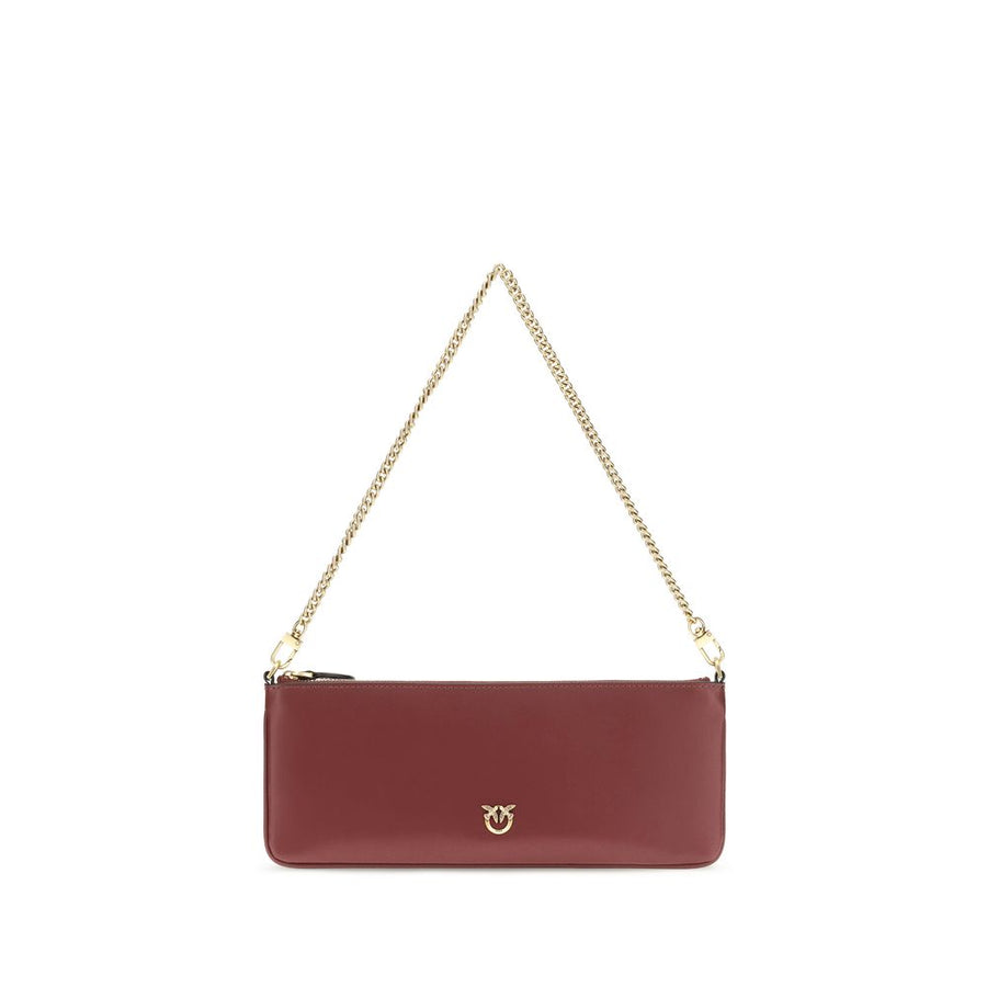 PINKO Bordeaux Calf Leather Bos Taurus Shoulder Bag