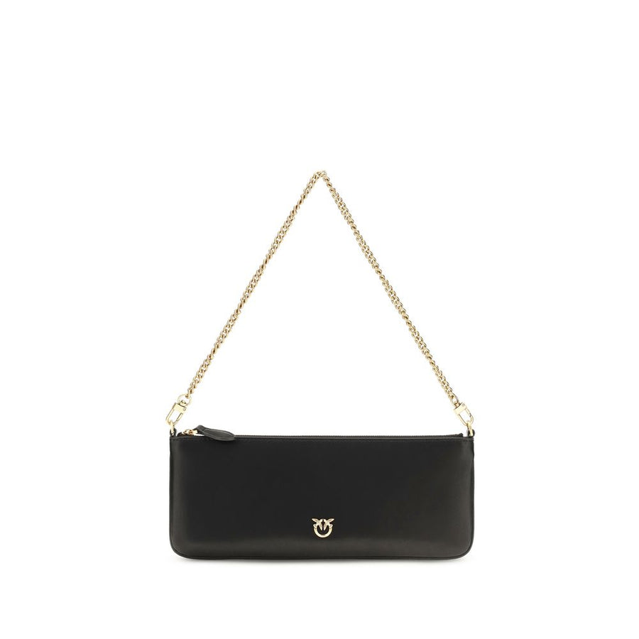 PINKO Black Calf Leather Bos Taurus Shoulder Bag