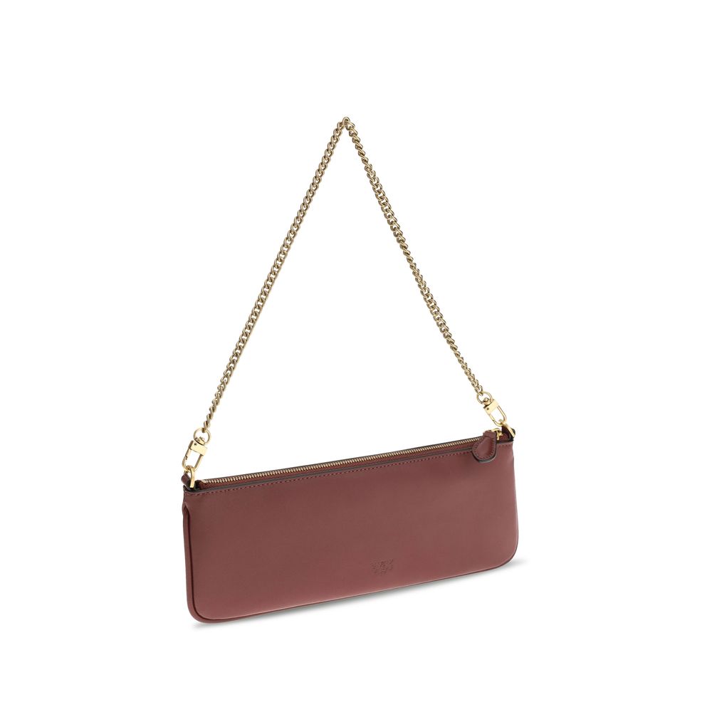 PINKO Bordeaux Calf Leather Bos Taurus Shoulder Bag