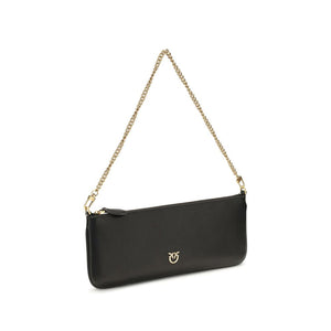 PINKO Black Calf Leather Bos Taurus Shoulder Bag