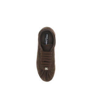Dolce & Gabbana Brown Suede Leather Low Top Sneakers