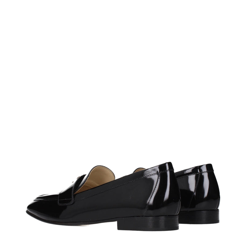 Black leather slip-on loafers