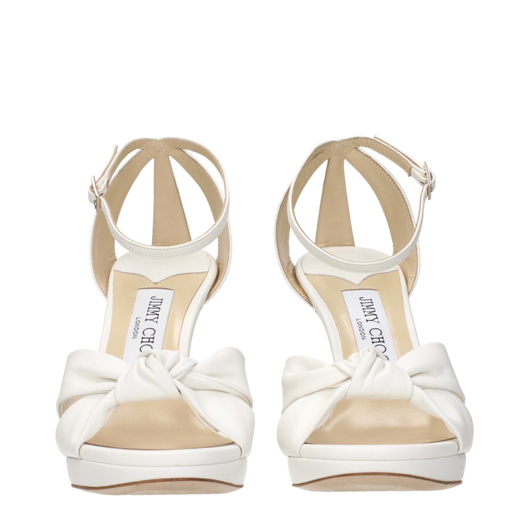 Jimmy Choo White Leather Platform Sandals