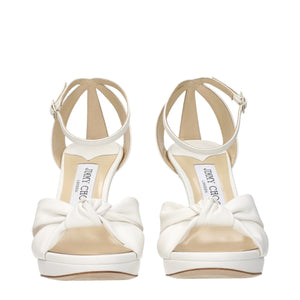 Jimmy Choo White Leather Platform Sandals