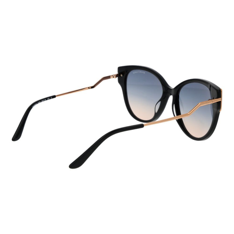 Black acetate cat-eye sunglasses with gradient lenses and gold-tone temples