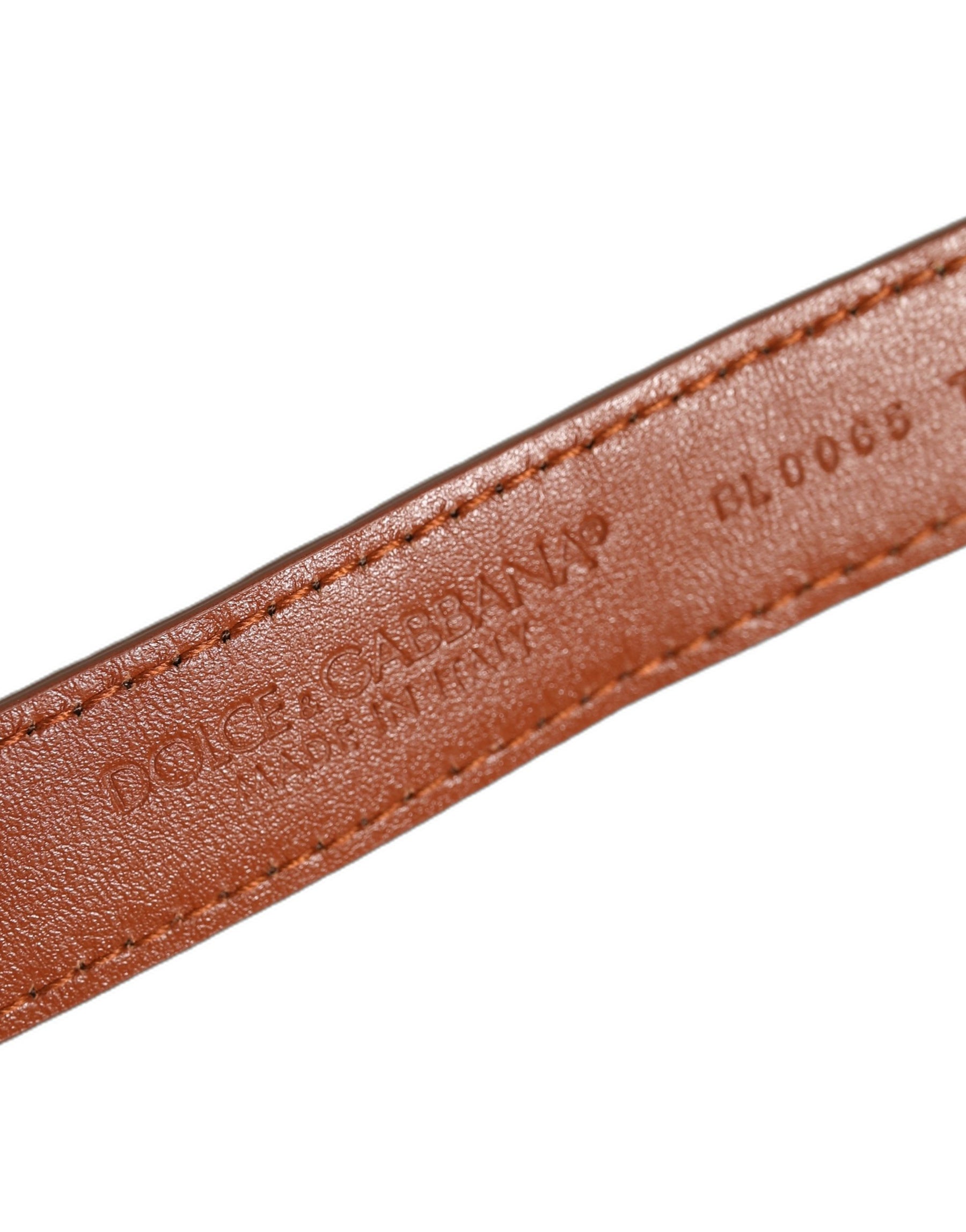 Dolce & Gabbana Brown Textured Leather Gold Buckle Belt Strap Bracelet