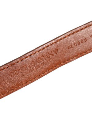Dolce & Gabbana Brown Textured Leather Gold Buckle Belt Strap Bracelet