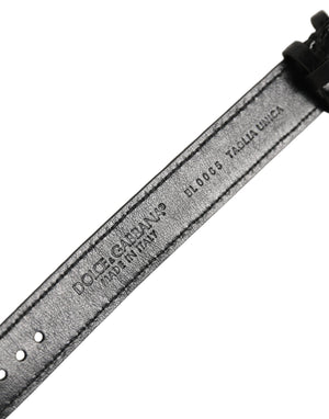 Dolce & Gabbana Black Textured Leather Gold Buckle Belt Strap Bracelet