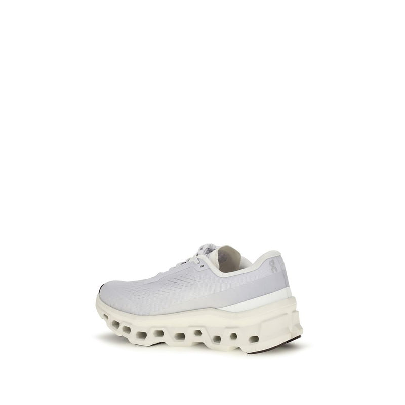 Light purple recycled polyester athletic sneaker with chunky white hollowed-out sole