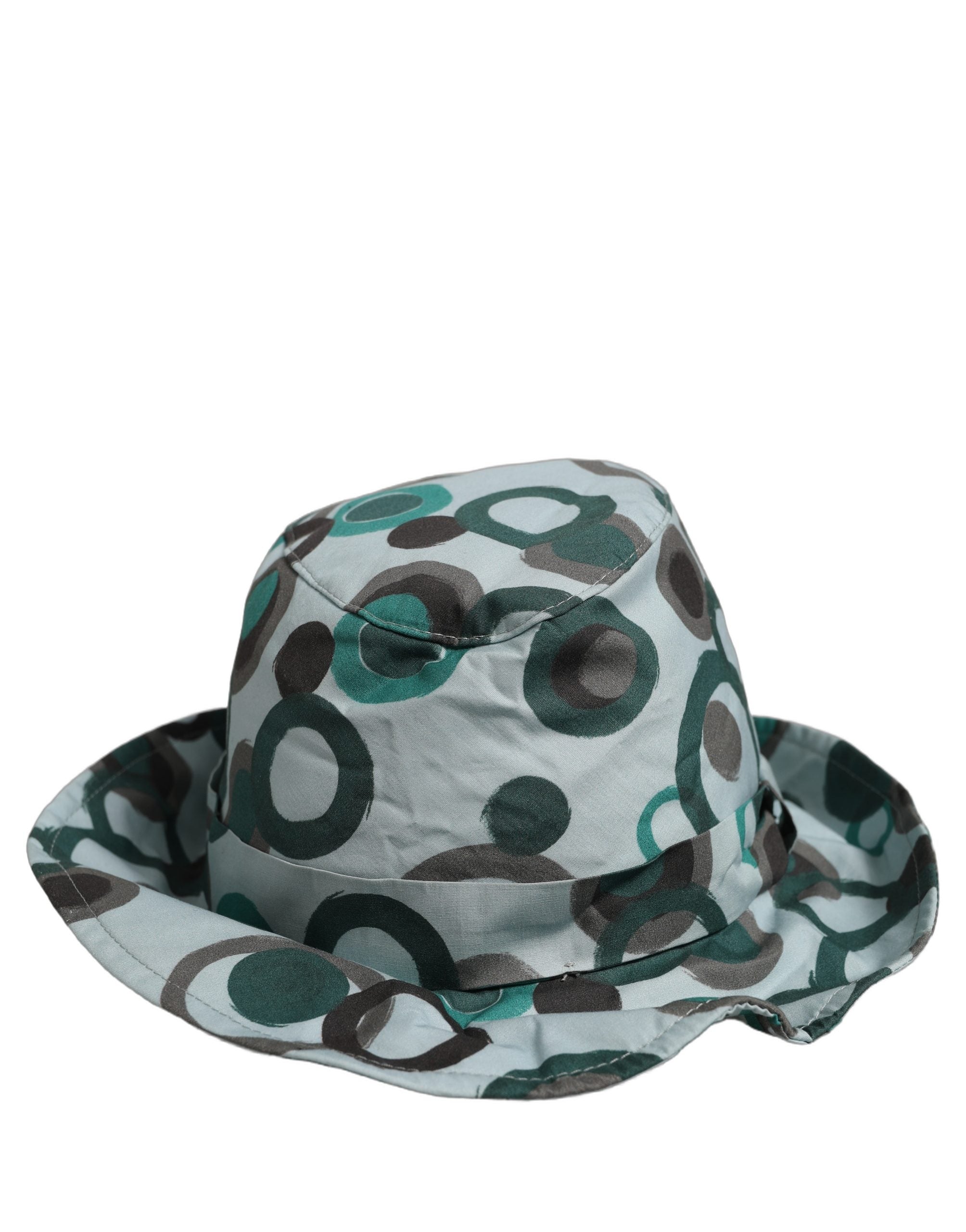 Dolce & Gabbana Teal Cotton Big Polka Dot Pattern Bucket Hat