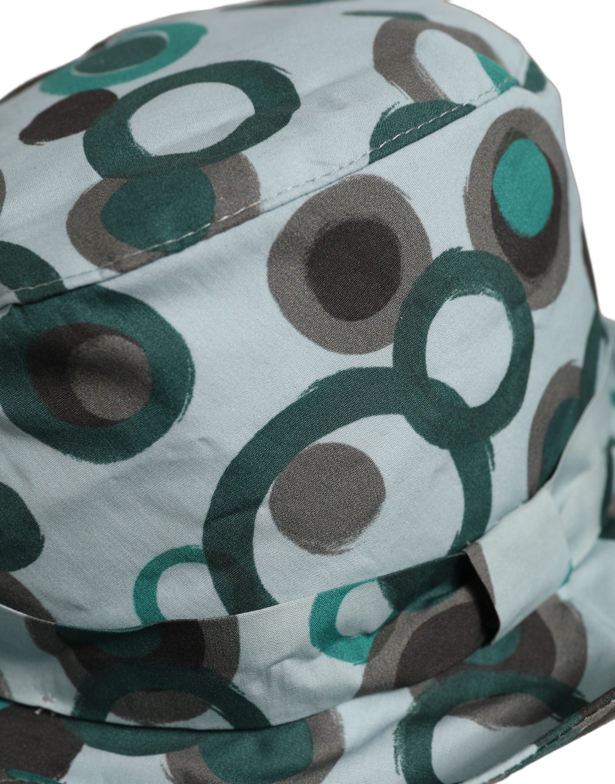 Dolce & Gabbana Teal Cotton Big Polka Dot Pattern Bucket Hat