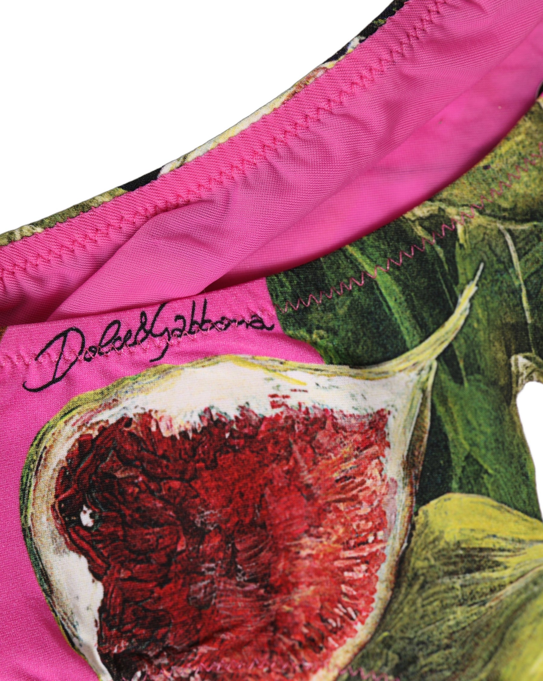 Dolce & Gabbana Fuchsia Pink Fig Print Beachwear Bikini Bottom