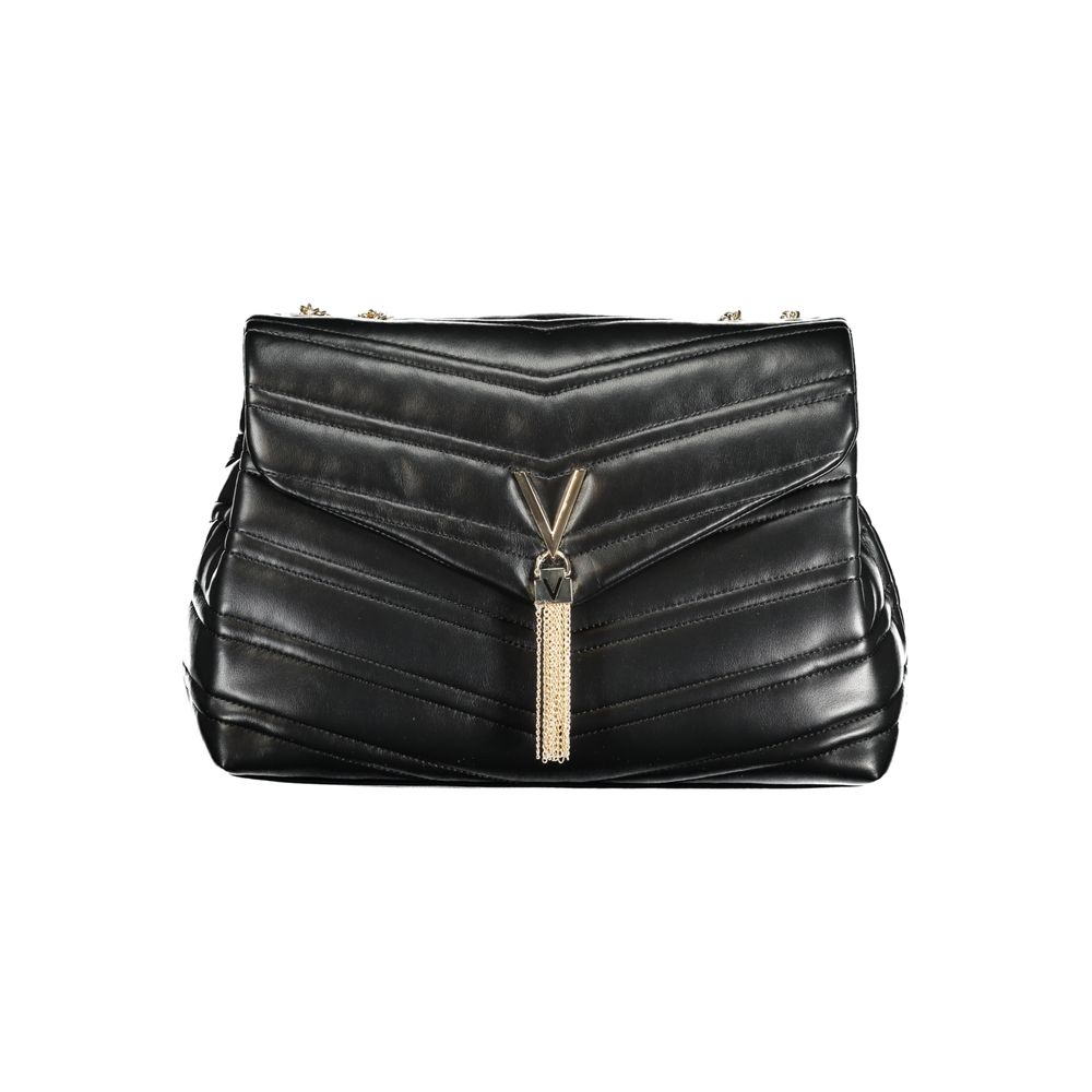Mario Valentino Nero Polyurethane Women's Bag with Chain Shoulder Strap