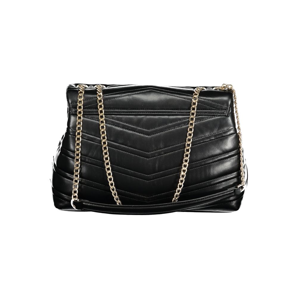 Mario Valentino Nero Polyurethane Women's Bag with Chain Shoulder Strap