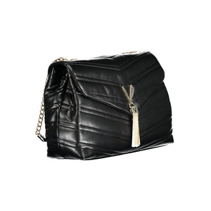 Mario Valentino Nero Polyurethane Women's Bag with Chain Shoulder Strap