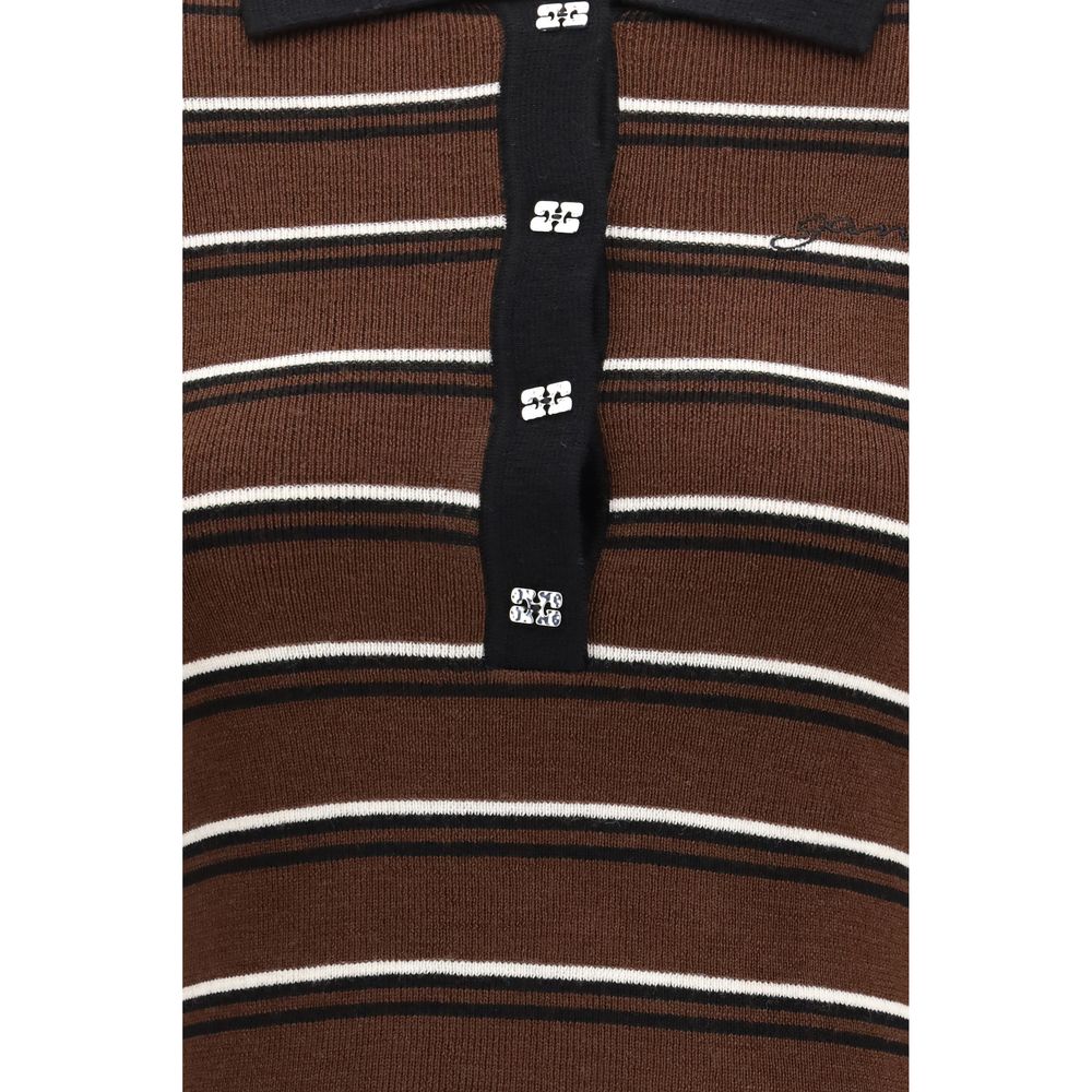Ganni Brown Wool Oves Aries Dress Shirt