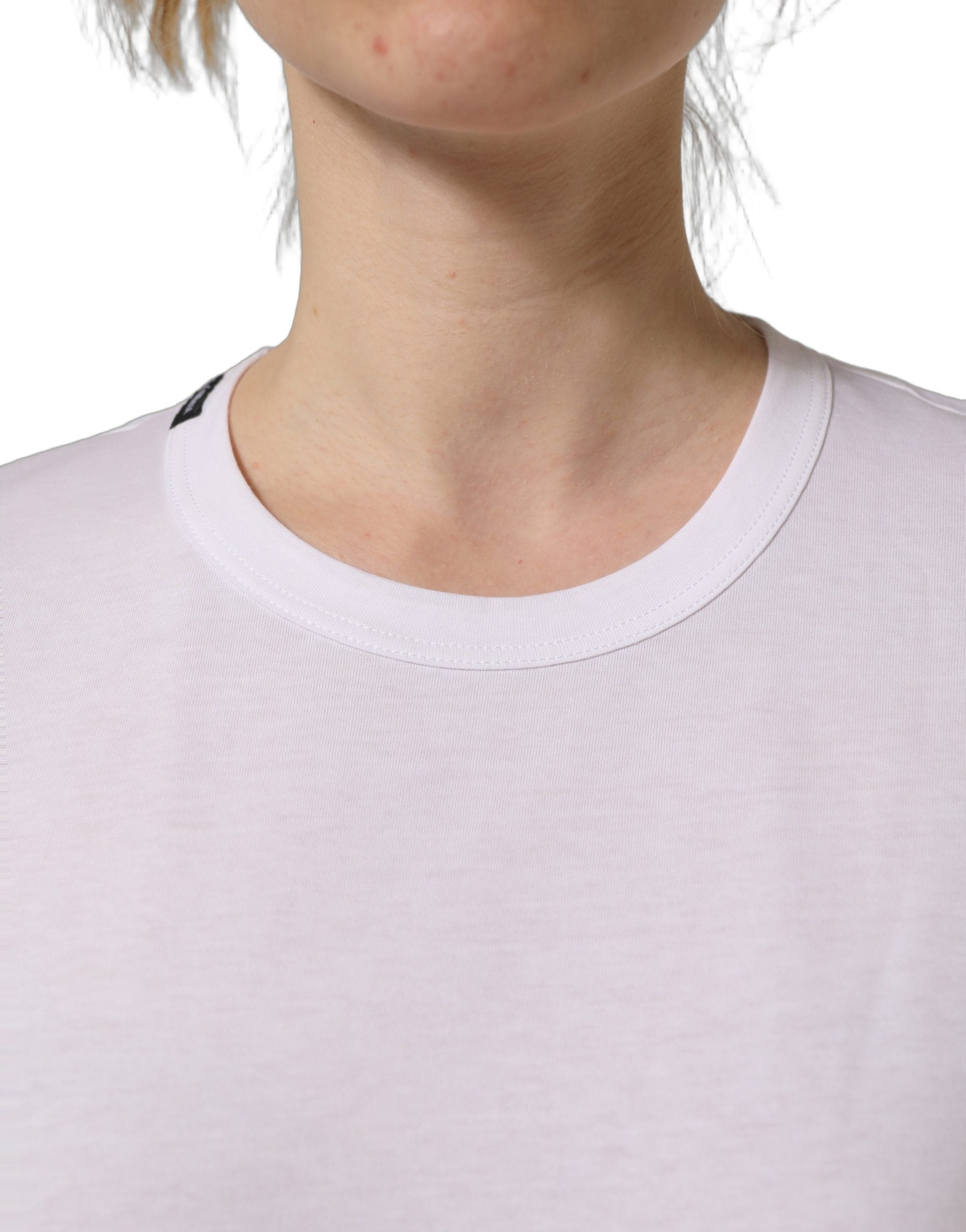 Dolce & Gabbana White Cotton Crew Neck Short Sleeves T-shirt