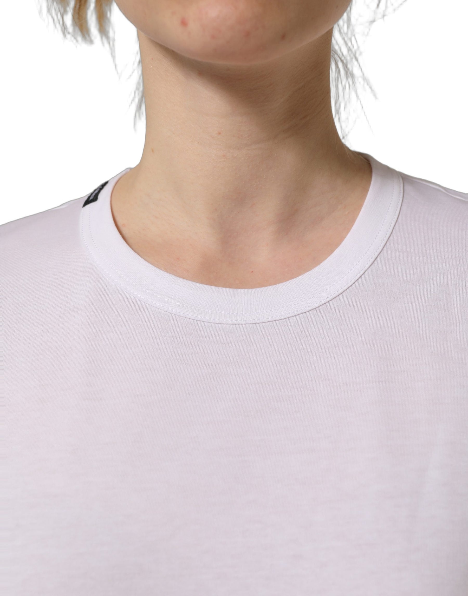 Dolce & Gabbana White Cotton Crew Neck Short Sleeves T-shirt