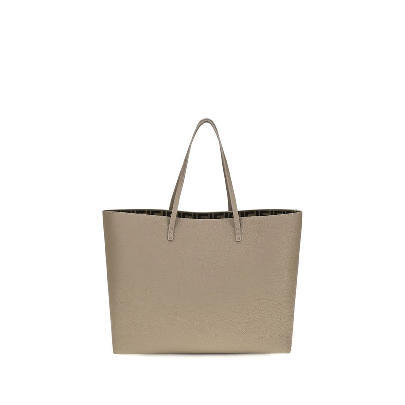 Fendi beige leather shoulder tote bag with thin straps