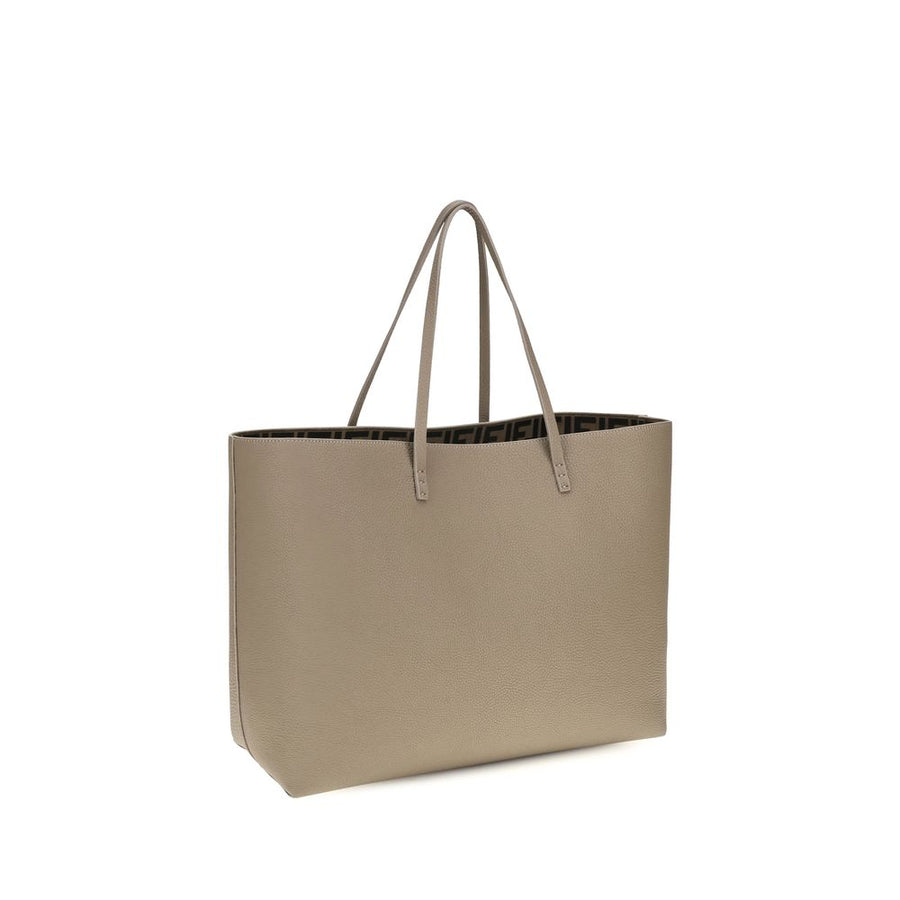 Fendi beige leather shoulder tote bag with thin straps