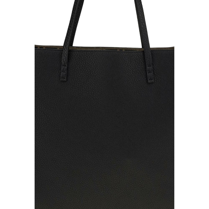 Black pebbled leather Fendi shoulder bag with thin straps