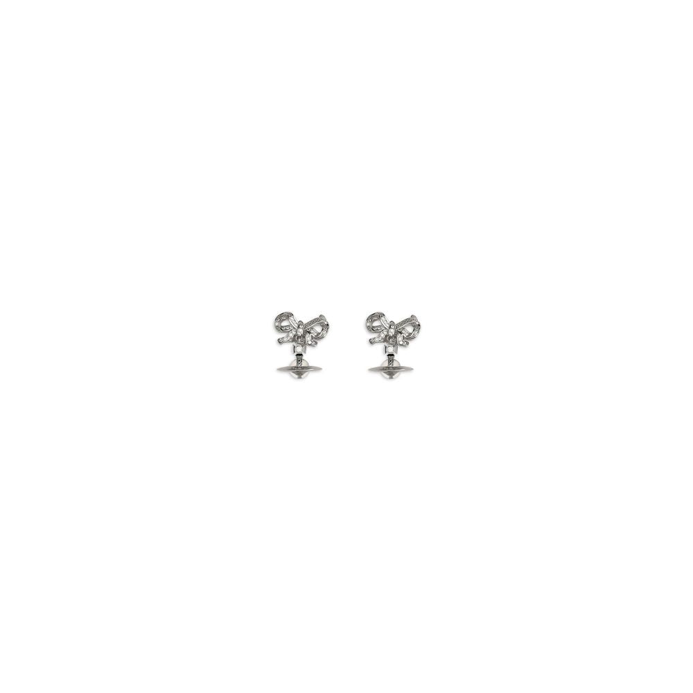 Vivienne Westwood silver stud earrings shaped like textured bows.
