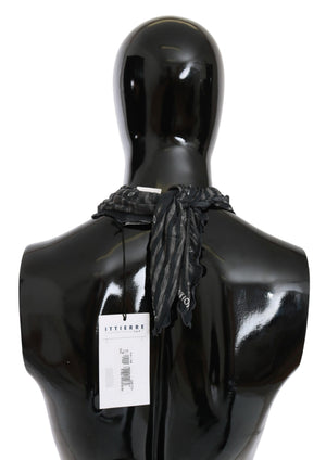 Costume National Black Gray Viscose Foulard Branded Scarf