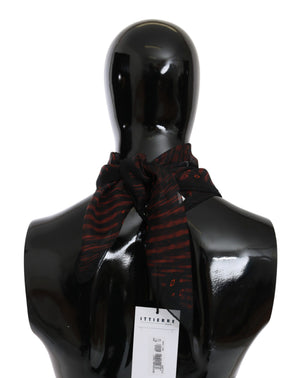 Costume National Black Orange 100% Silk Branded Scarf