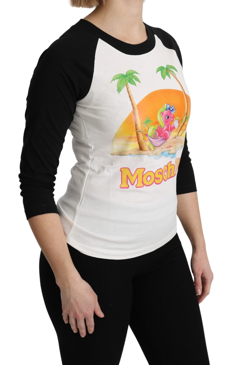 White and black cotton raglan t-shirt with My Little Pony graphic print
