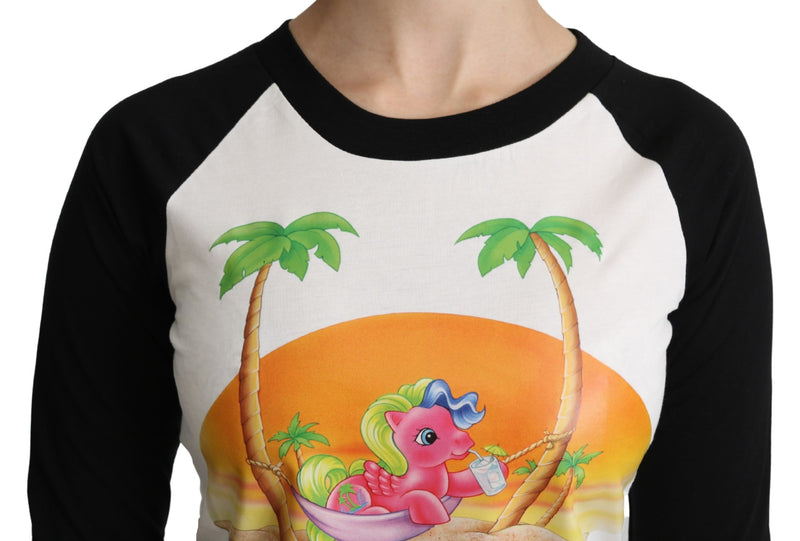 White and black cotton raglan t-shirt with a My Little Pony graphic print