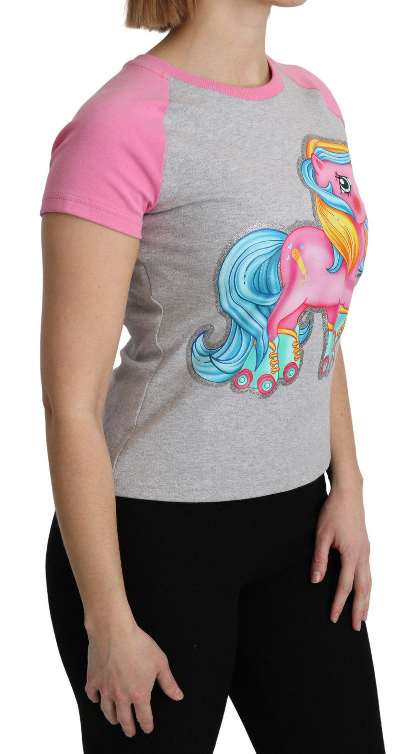 Gray cotton t-shirt with pink raglan sleeves and a My Little Pony graphic
