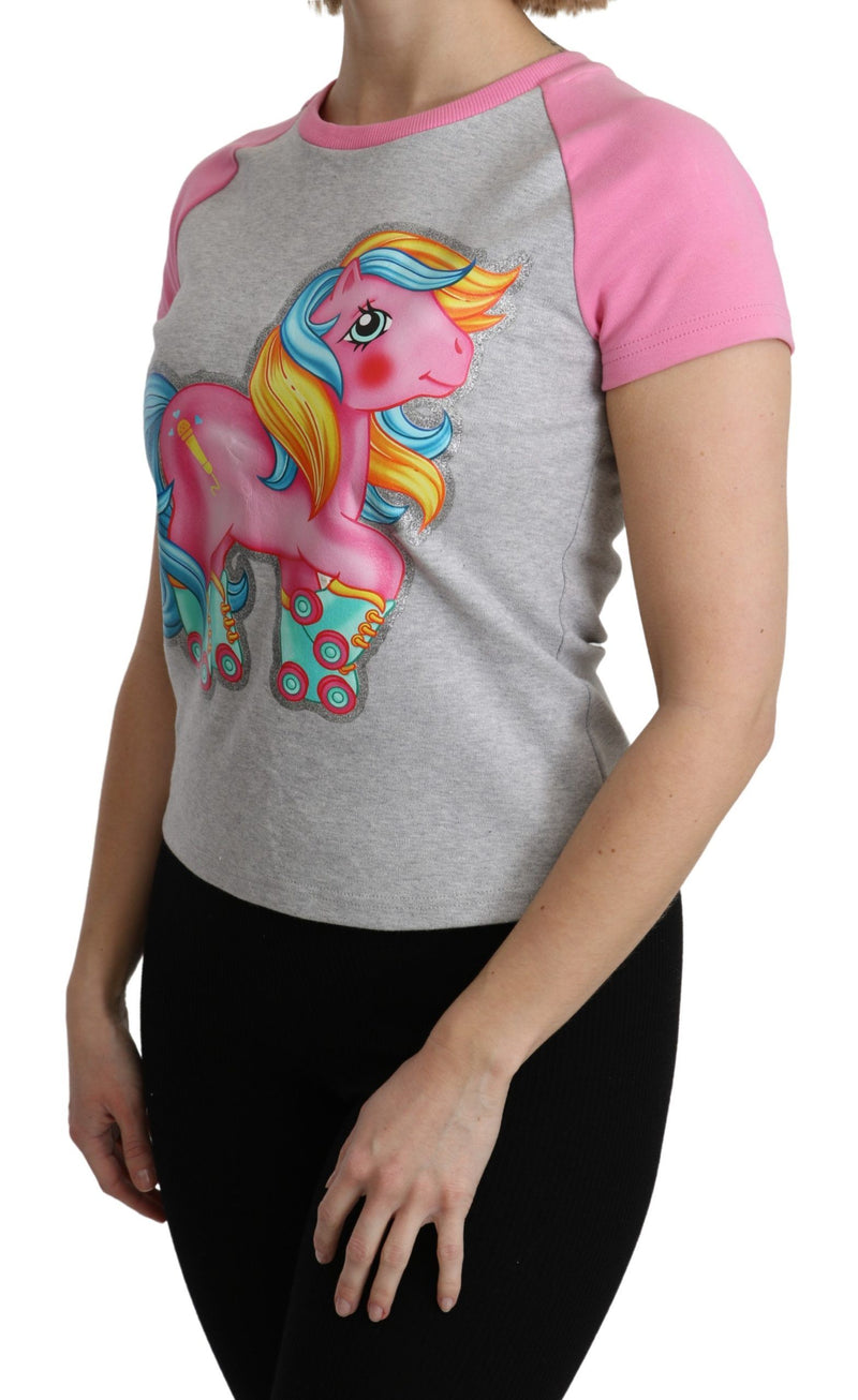 Gray and pink cotton raglan t-shirt featuring a My Little Pony graphic with glitter details