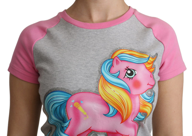 Gray and pink cotton t-shirt with My Little Pony graphic and raglan sleeves