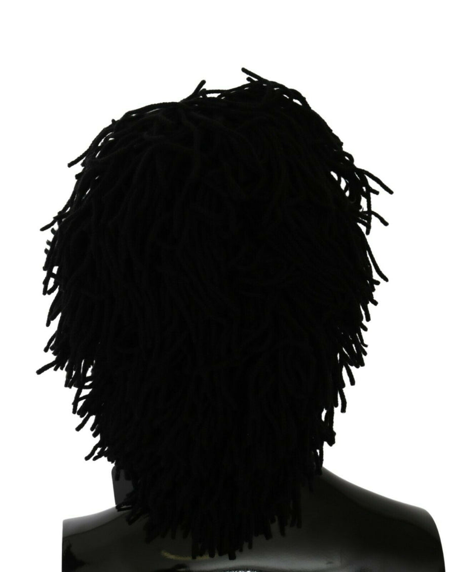 Black and white knitted cashmere zebra hat with a 3D mane and ears