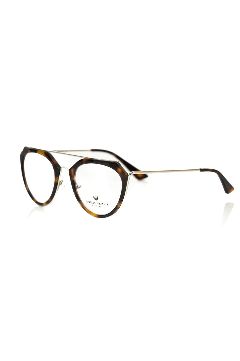 Brown tortoiseshell acetate and metal women's optical frame with a double bridge